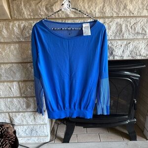 Nike Dri-Fit Royal Blue White Women's Long Sleeve Top Small